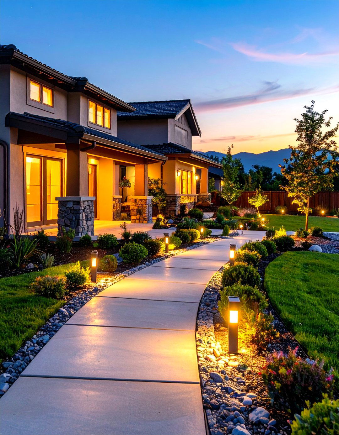 The Solar Lit Pathway Border - 30 driveway border landscaping ideas