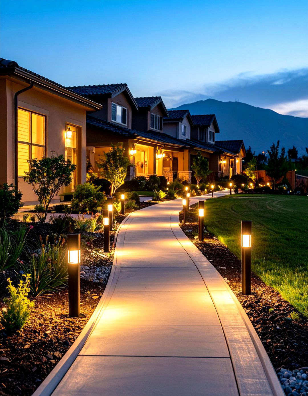 The Solar Lit Pathway Design - 30 front yard landscaping ideas on a budget