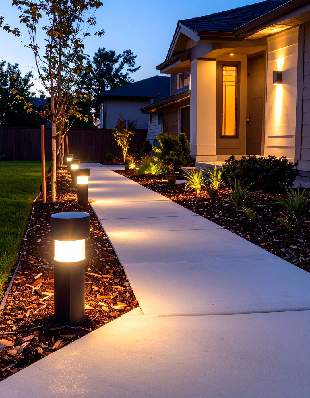 The Solar Pathway Lighting Scheme - 30 curb appeal front yard landscaping ideas on a budget