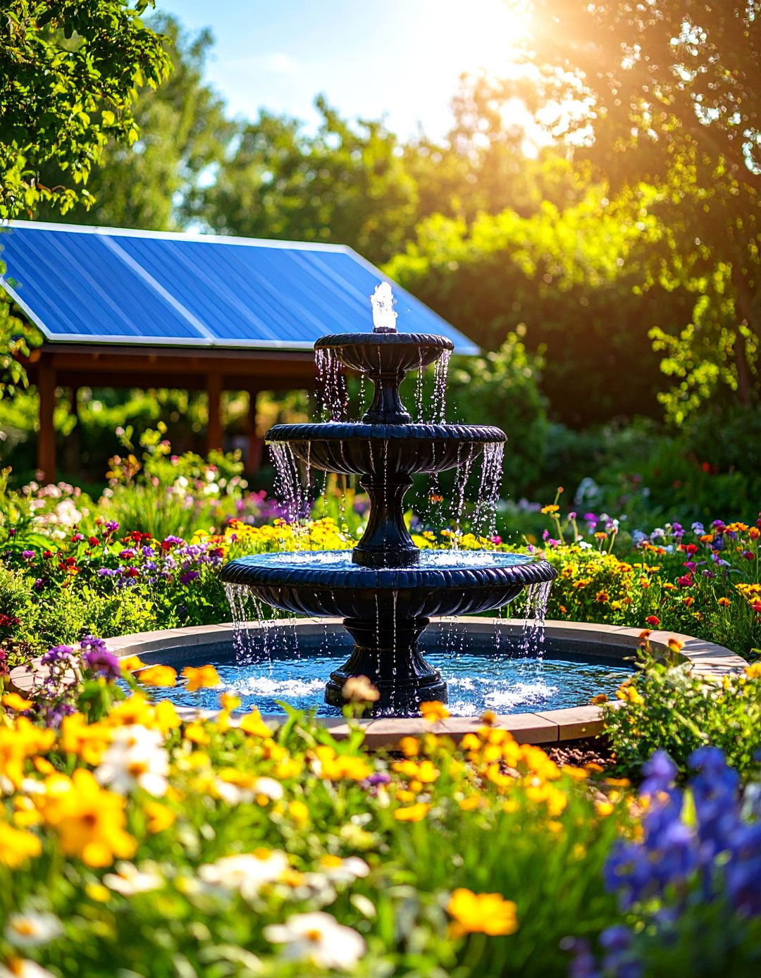 The Solar Powered Garden Fountain - 30 backyard garden fountain ideas