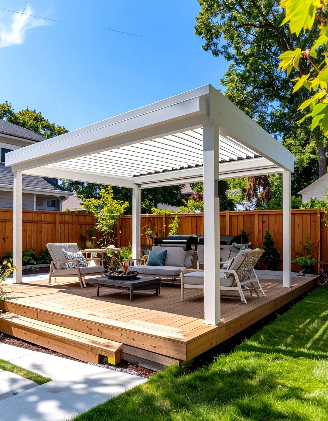 The Solara Adjustable Patio Cover Deck - 30 deck shade ideas