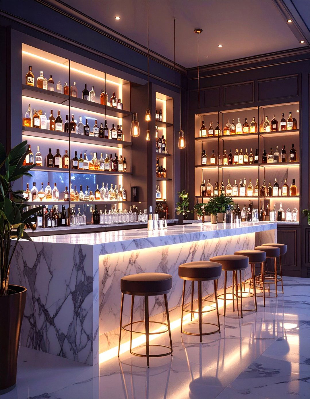 The Sophisticated AI Bar Area - 30 ai lighting layout ideas