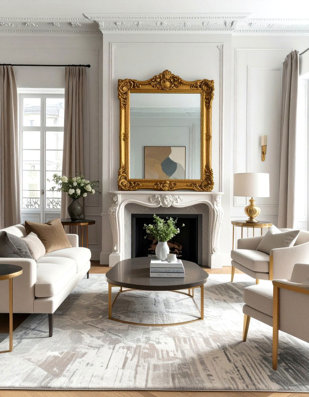 The Sophisticated Living Room with Gilded Accents - 30 modern french interior design ideas