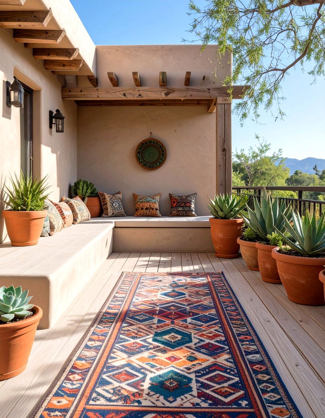 The Southwestern Adobe Inspired Deck - 30 diy camper deck ideas