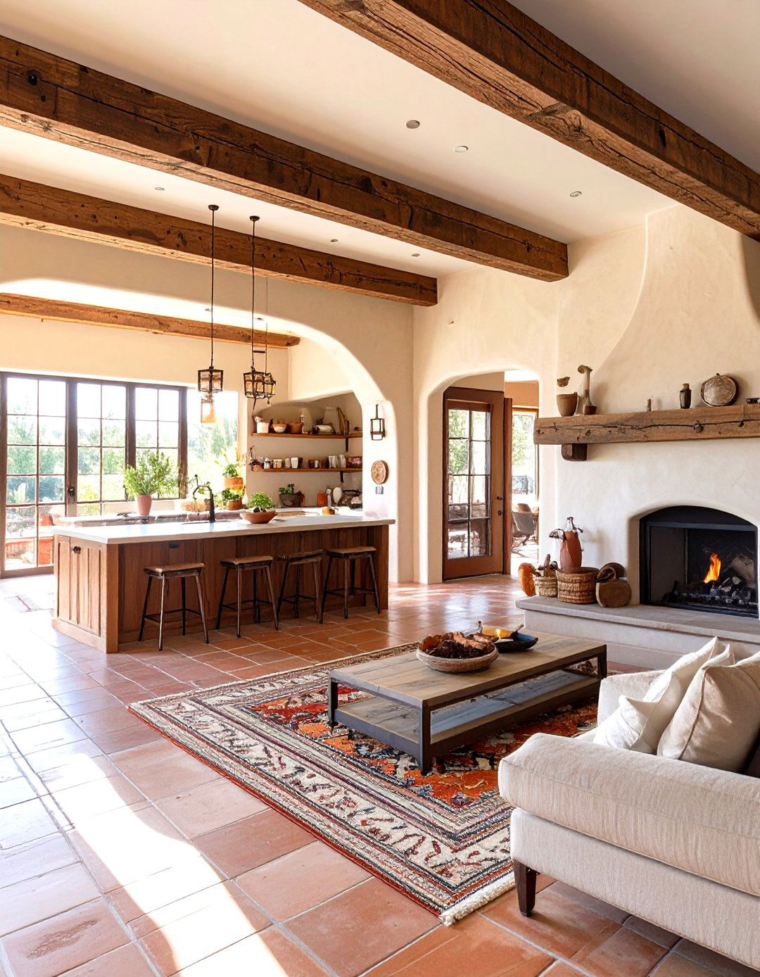 The Southwestern Adobe Kitchen and Living Room - 30 kitchen and living room ideas