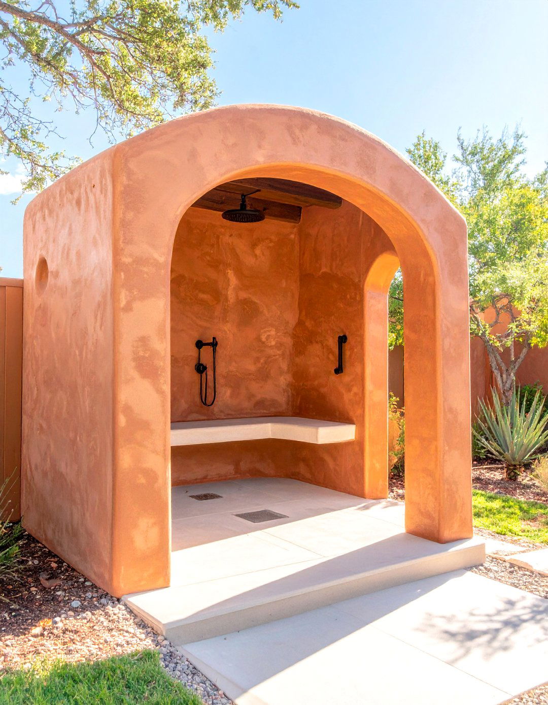 The Southwestern Adobe Style Enclosure - 30 backyard outdoor shower ideas