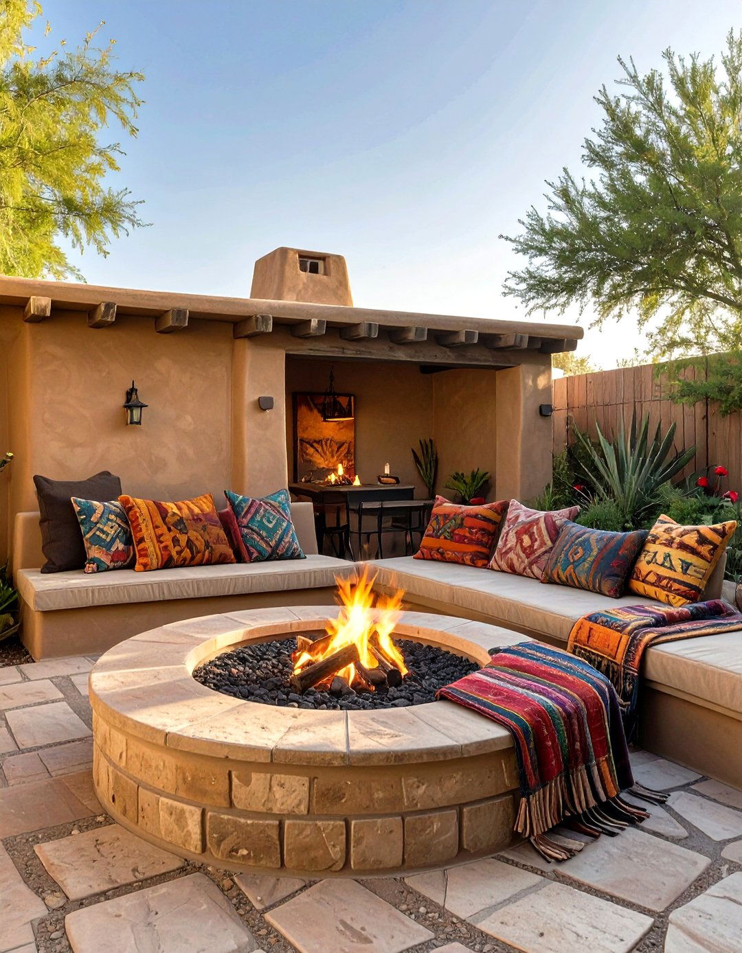 The Southwestern Adobe Style Fire Pit - 30 country backyard rustic fire pit ideas