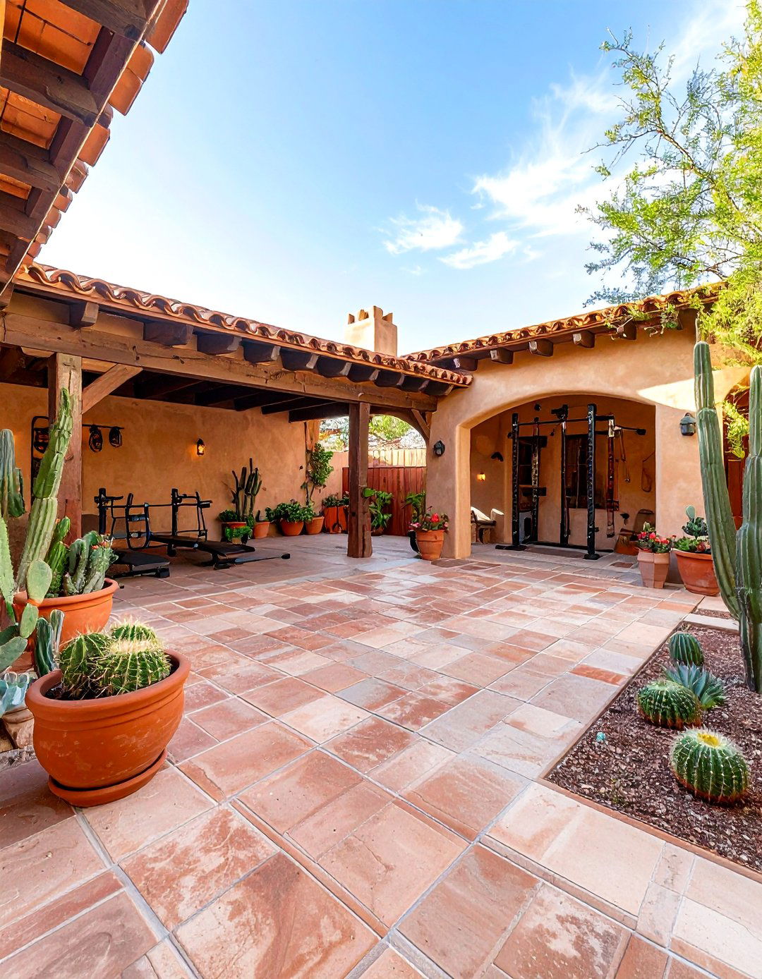 The Southwestern Adobe Style Gym Patio - 30 backyard gym ideas