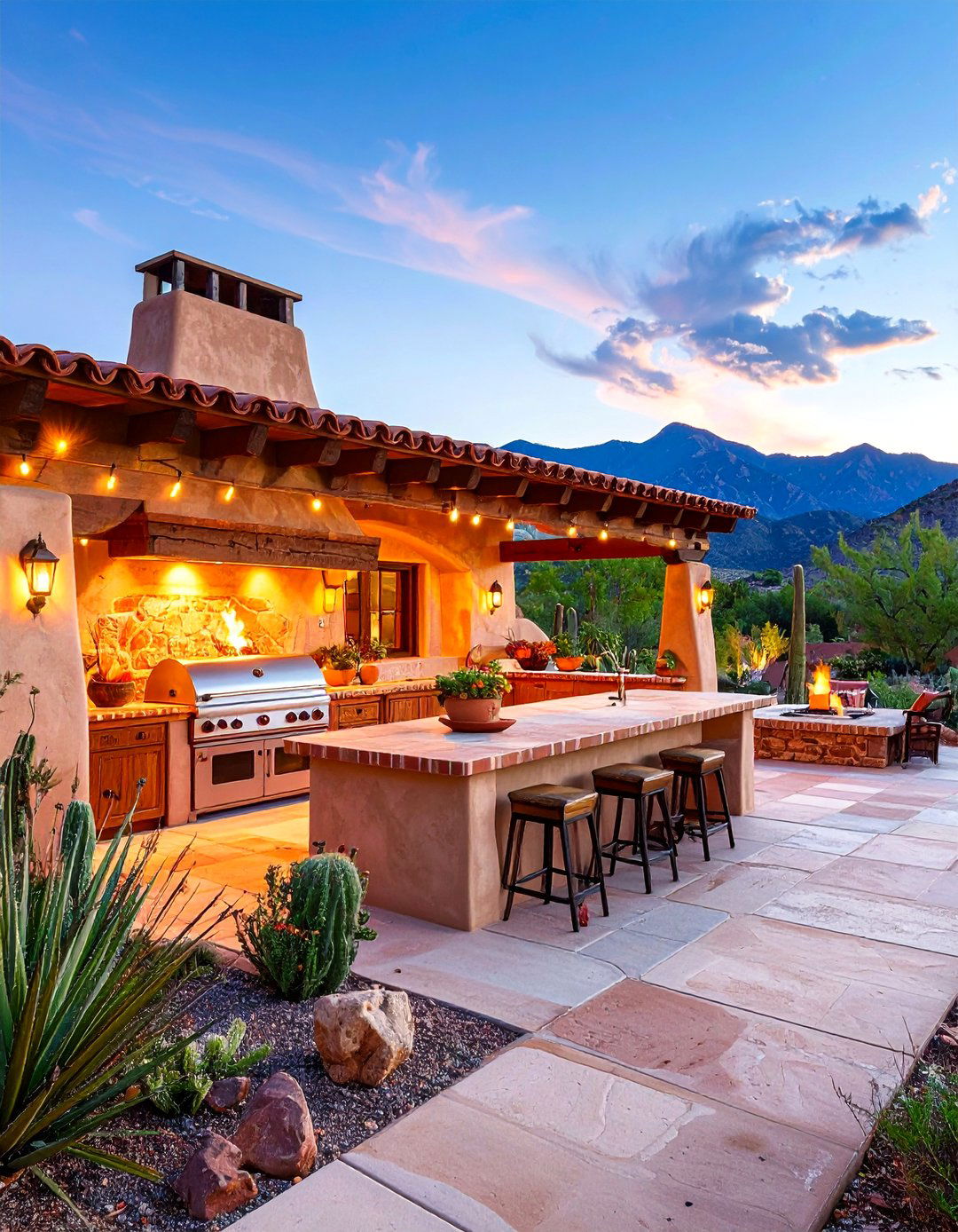 The Southwestern Adobe Style Kitchen - 30 backyard covered outdoor kitchen ideas