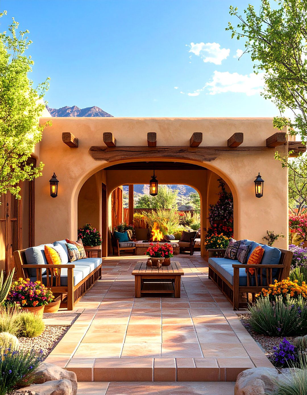 The Southwestern Adobe Style Portal - 30 backyard covered patio ideas