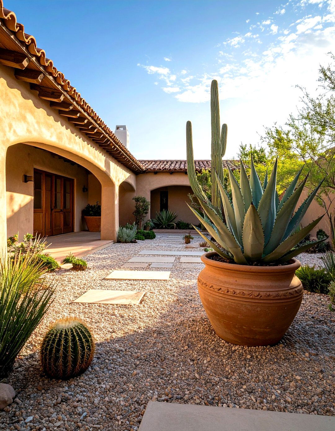 The Southwestern Courtyard - 30 front yard xeriscape ideas colorado