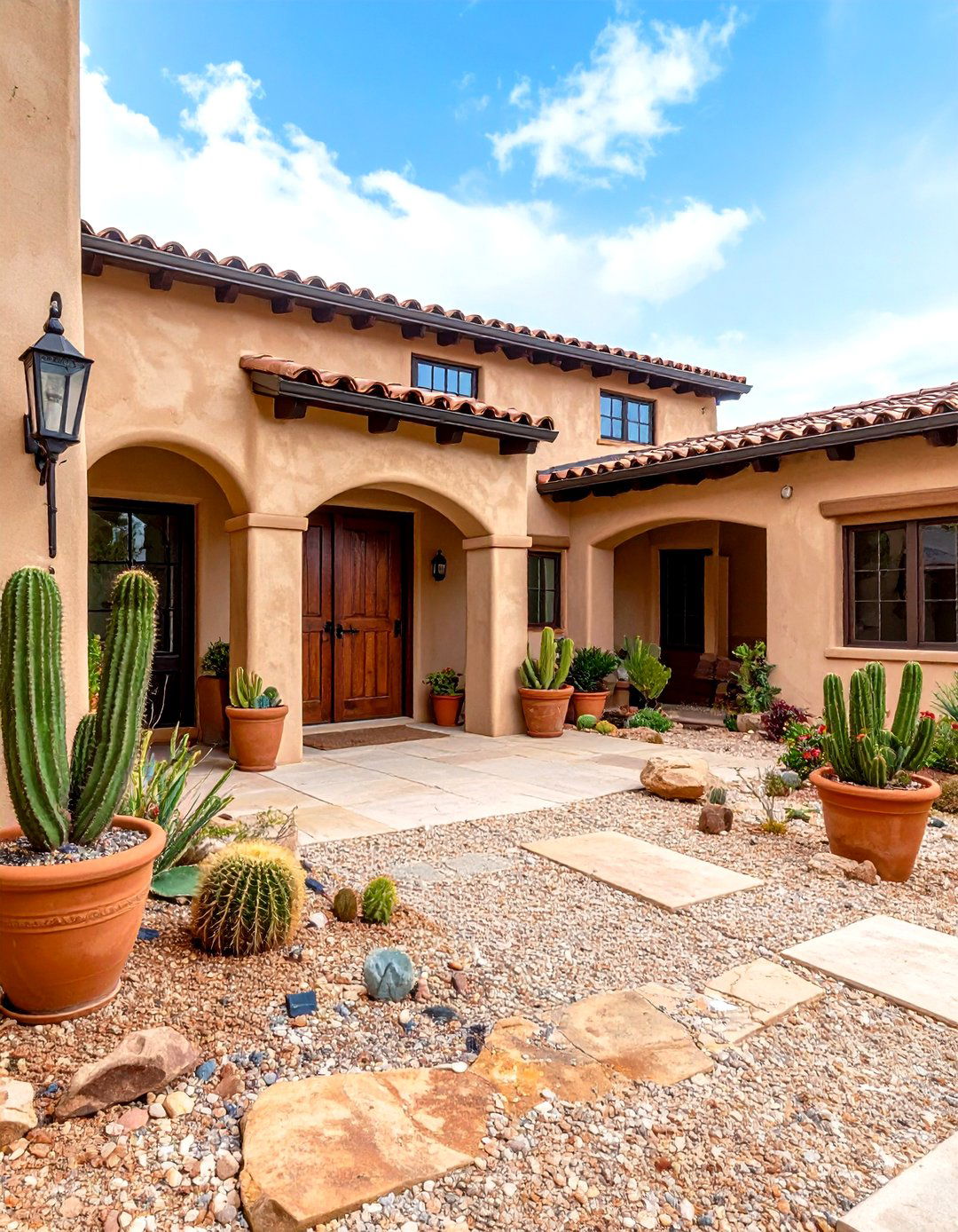 The Southwestern Courtyard - 30 front yard landscaping ideas with rocks no grass