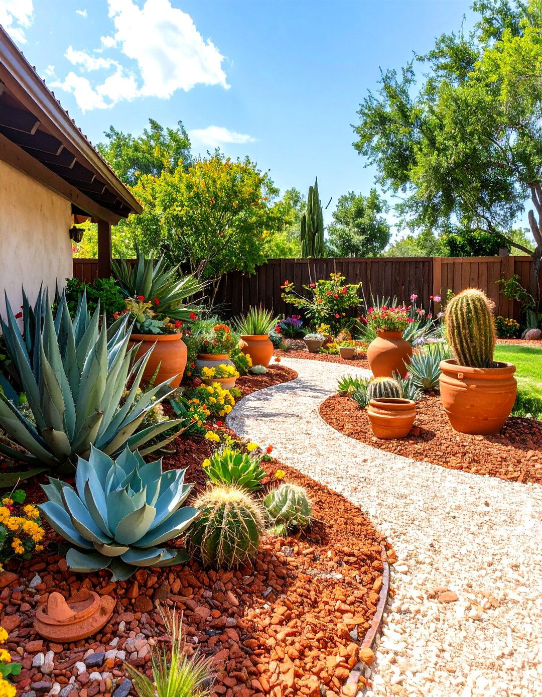 The Southwestern Hacienda Style - 30 front yard landscaping ideas with rocks and mulch