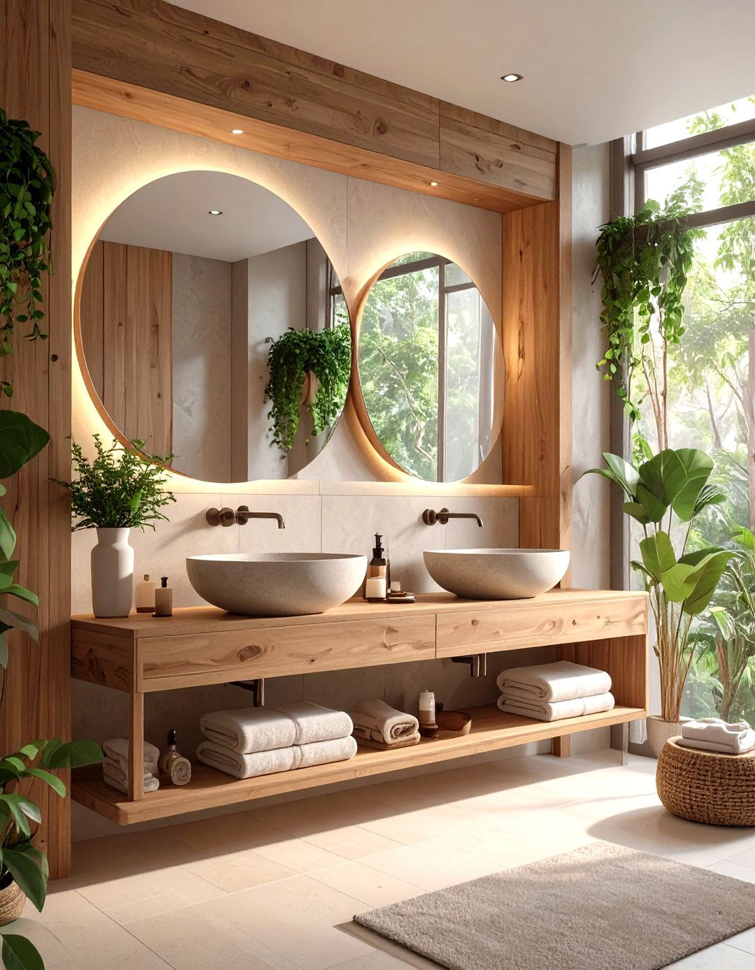 The Spa Inspired Teak Vanity Bathroom - 30 double sink bathroom ideas