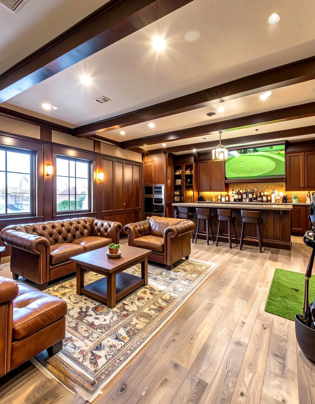 The Speakeasy Lounge Garage Golf Simulator - 30 garage golf simulator ideas