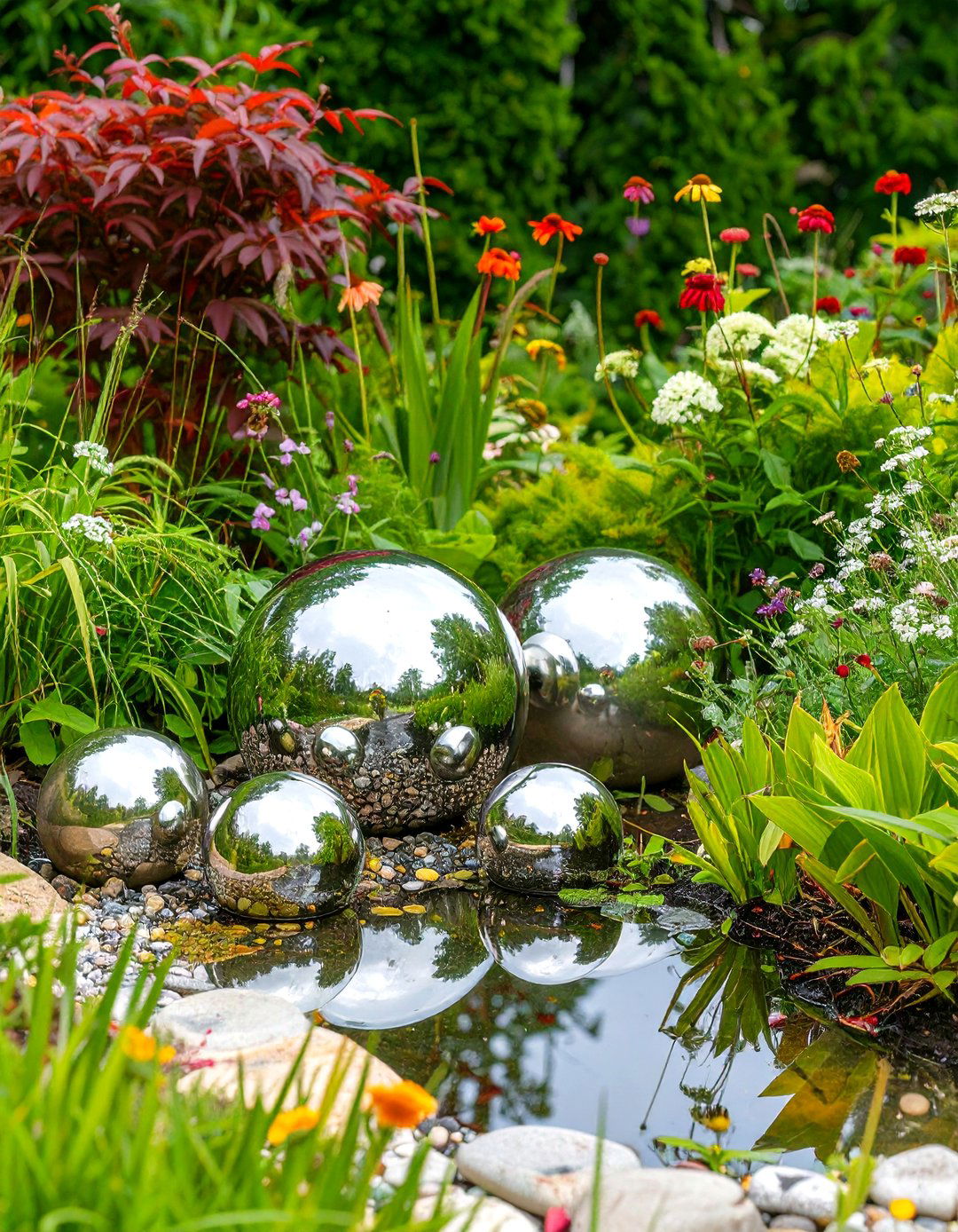 The Spherical Garden Art Theme - 30 garden art ideas