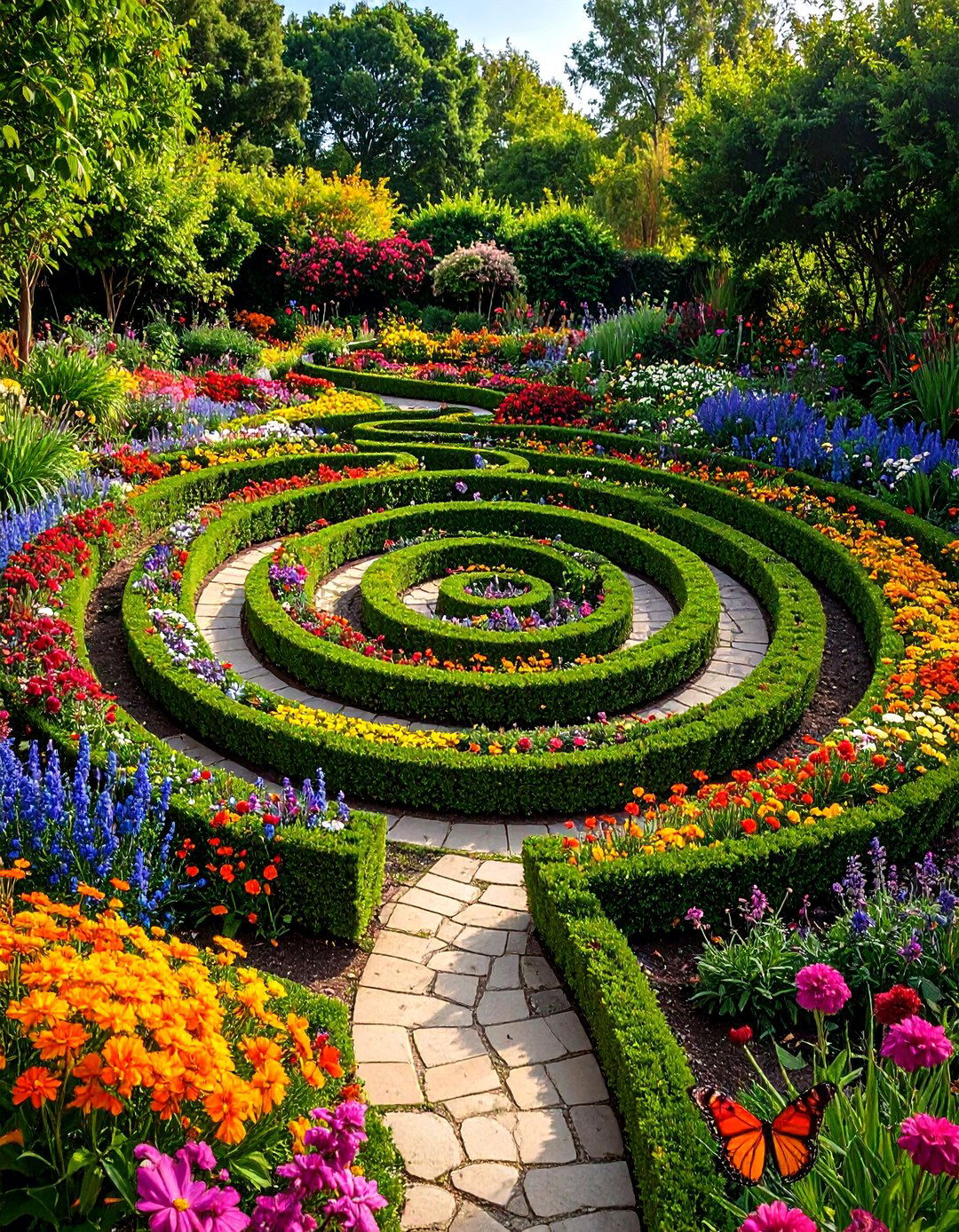 The Spiral Labyrinth Butterfly Garden - 30 layout butterfly garden design plans ideas
