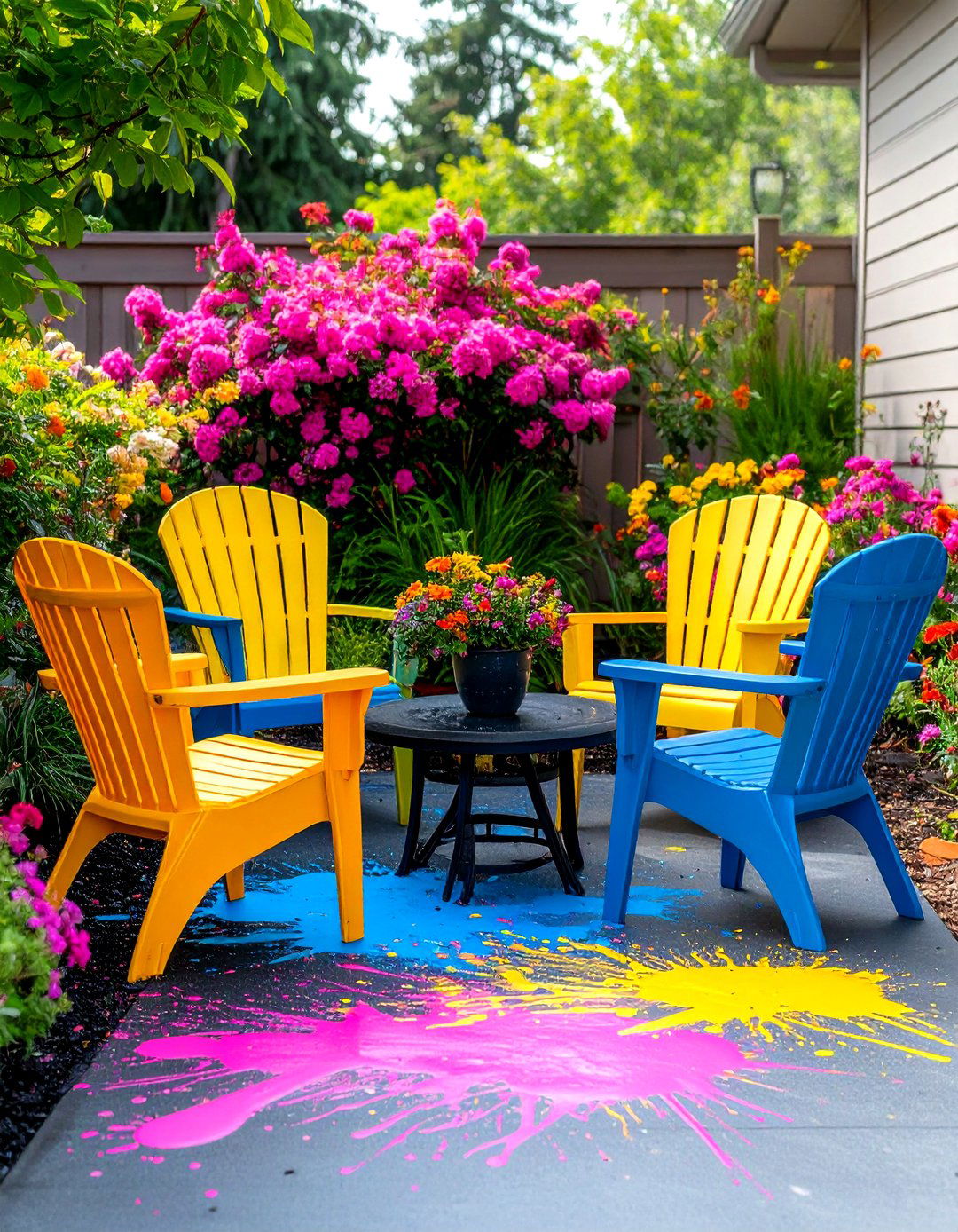 The Splatter Paint Concrete Patio - 30 inexpensive ways to cover concrete patio ideas