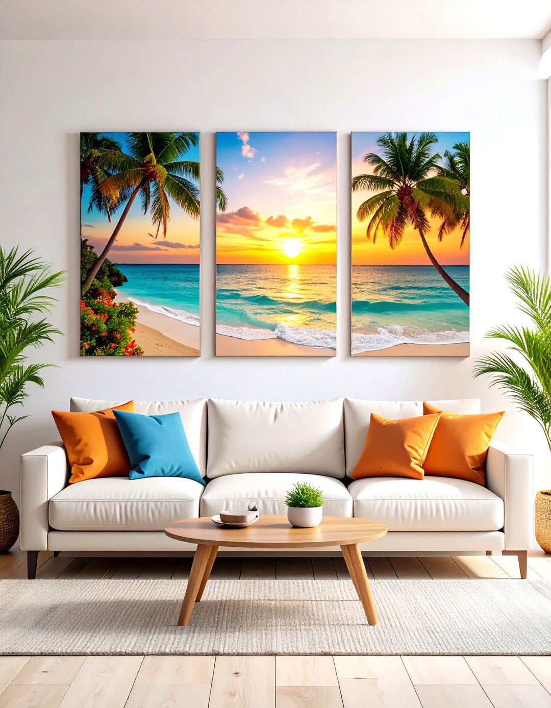 The Split Image Triptych Wall - 30 living room photo wall ideas