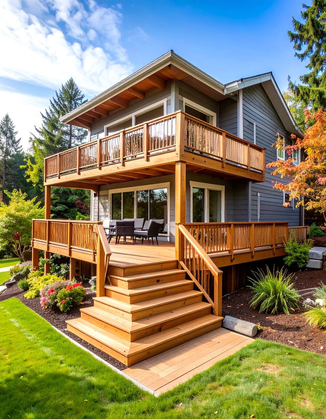 The Split Level Deck for Sloped Yards - 30 ai deck design ideas