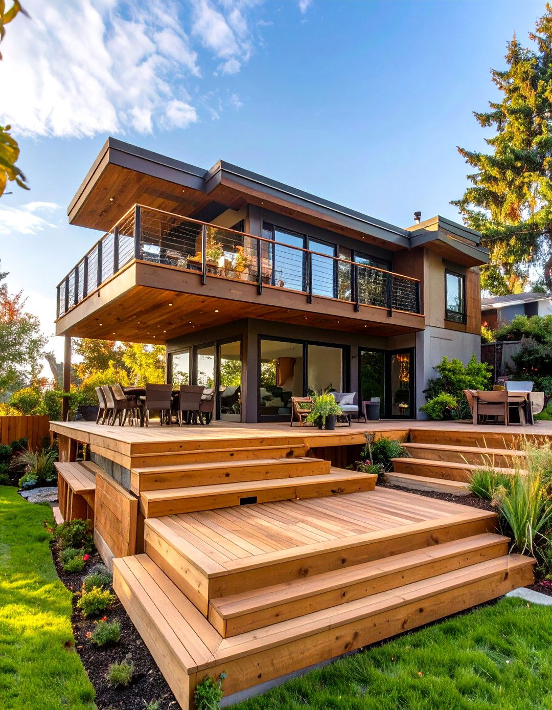 The Split Level Deck for Sloped Yards - 30 elevated deck ideas