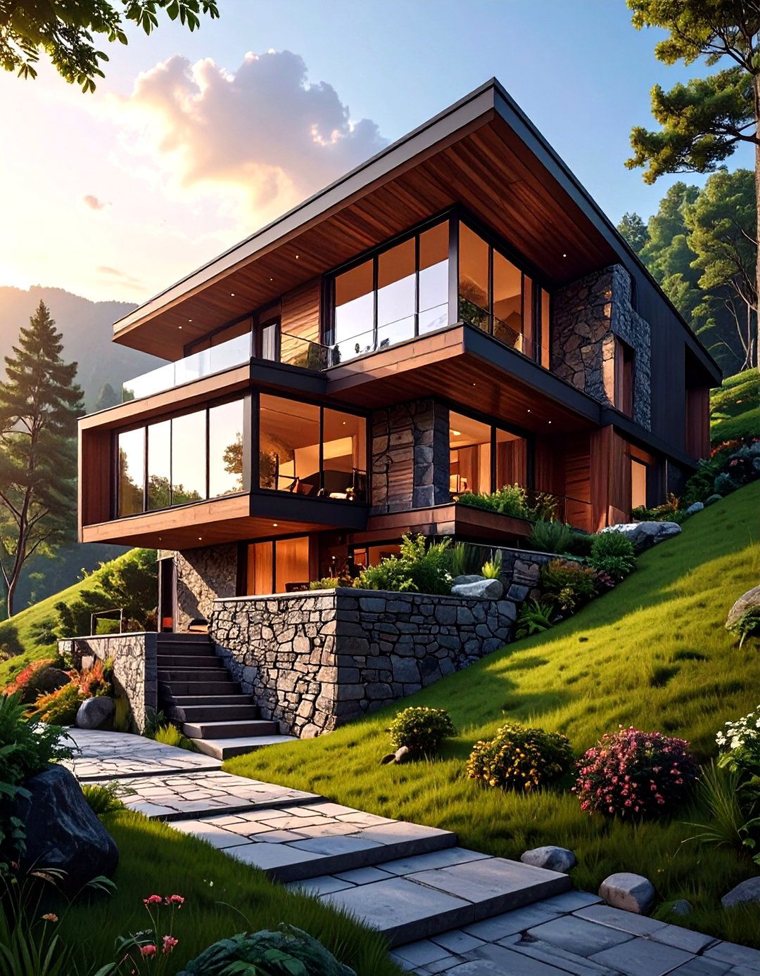The Split Level Layout for Sloped Lots - 30 house design plans ideas