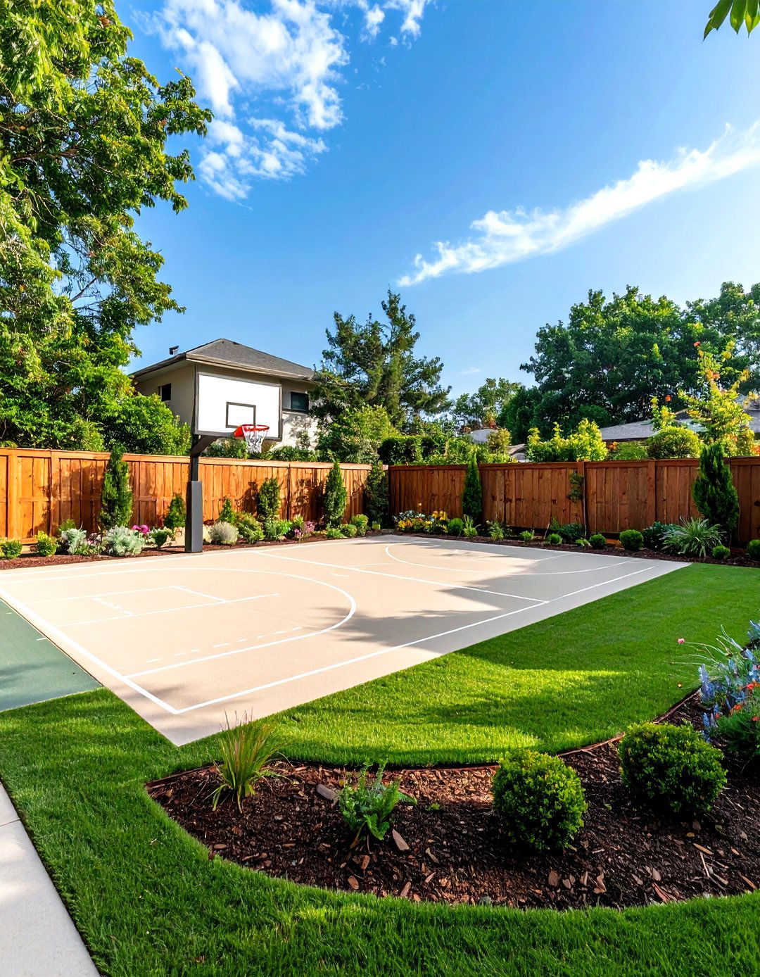 The Sports Court Backyard Design - 30 layout landscape design plans ideas