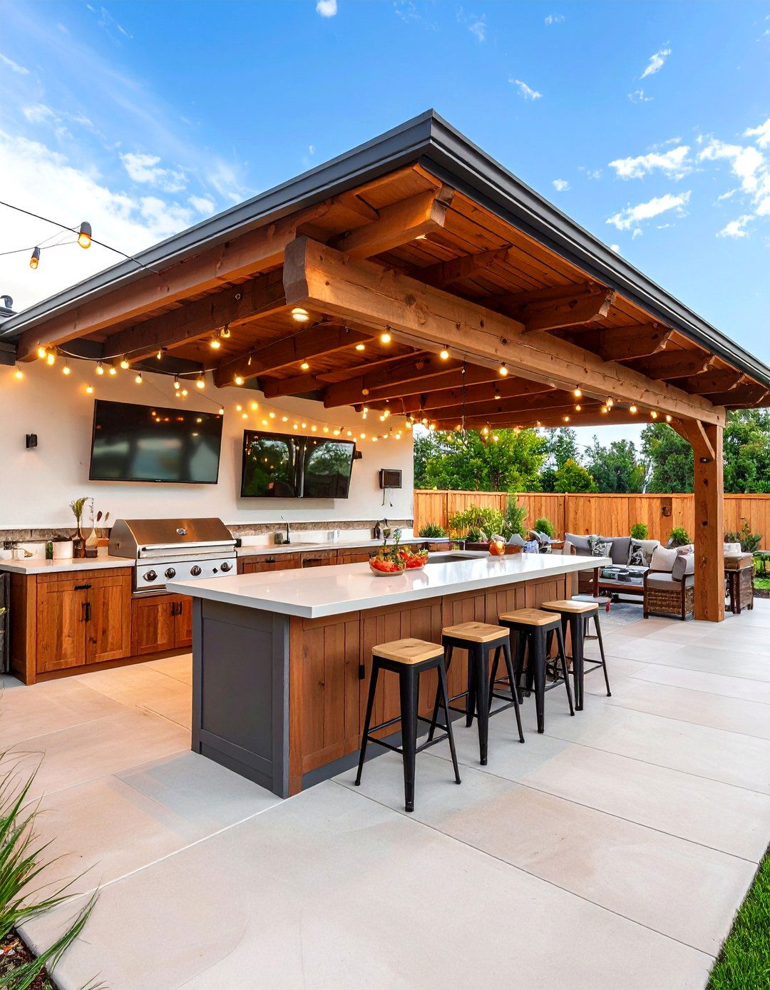 The Sports Fans Ultimate Tailgate Zone - 30 backyard covered outdoor kitchen ideas
