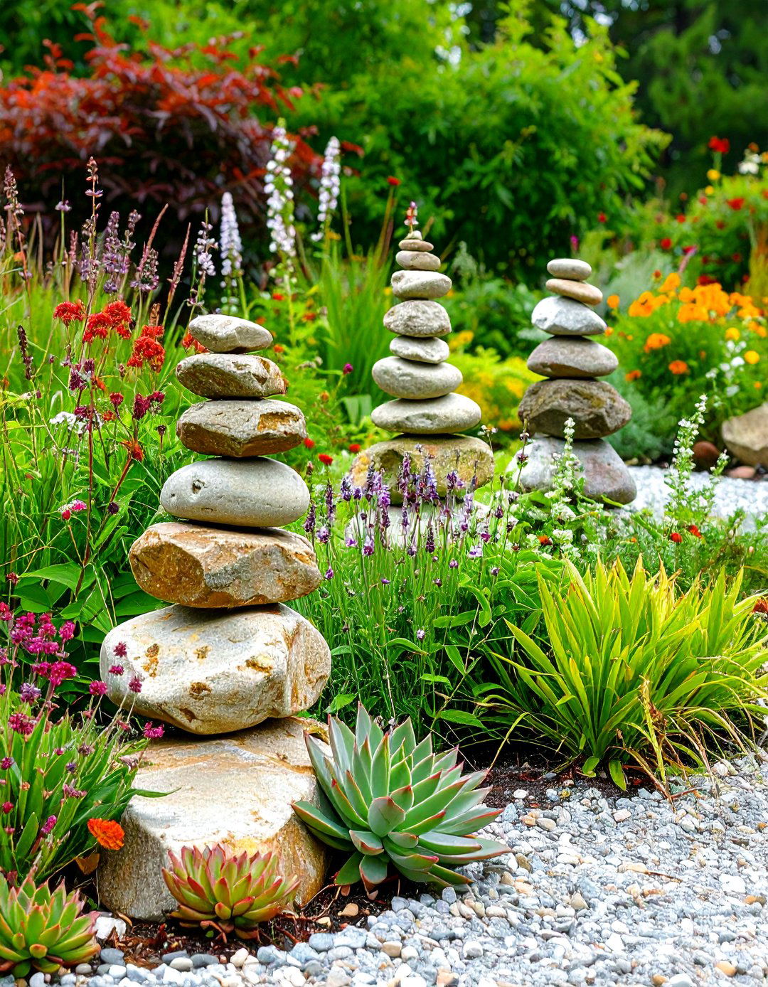 The Stacked Stone Cairn Garden - 30 garden art ideas