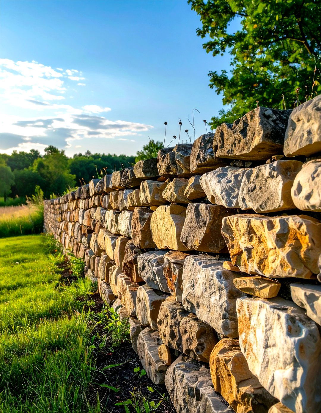 The Stacked Stone Garden Wall - 30 low cost garden fence designs