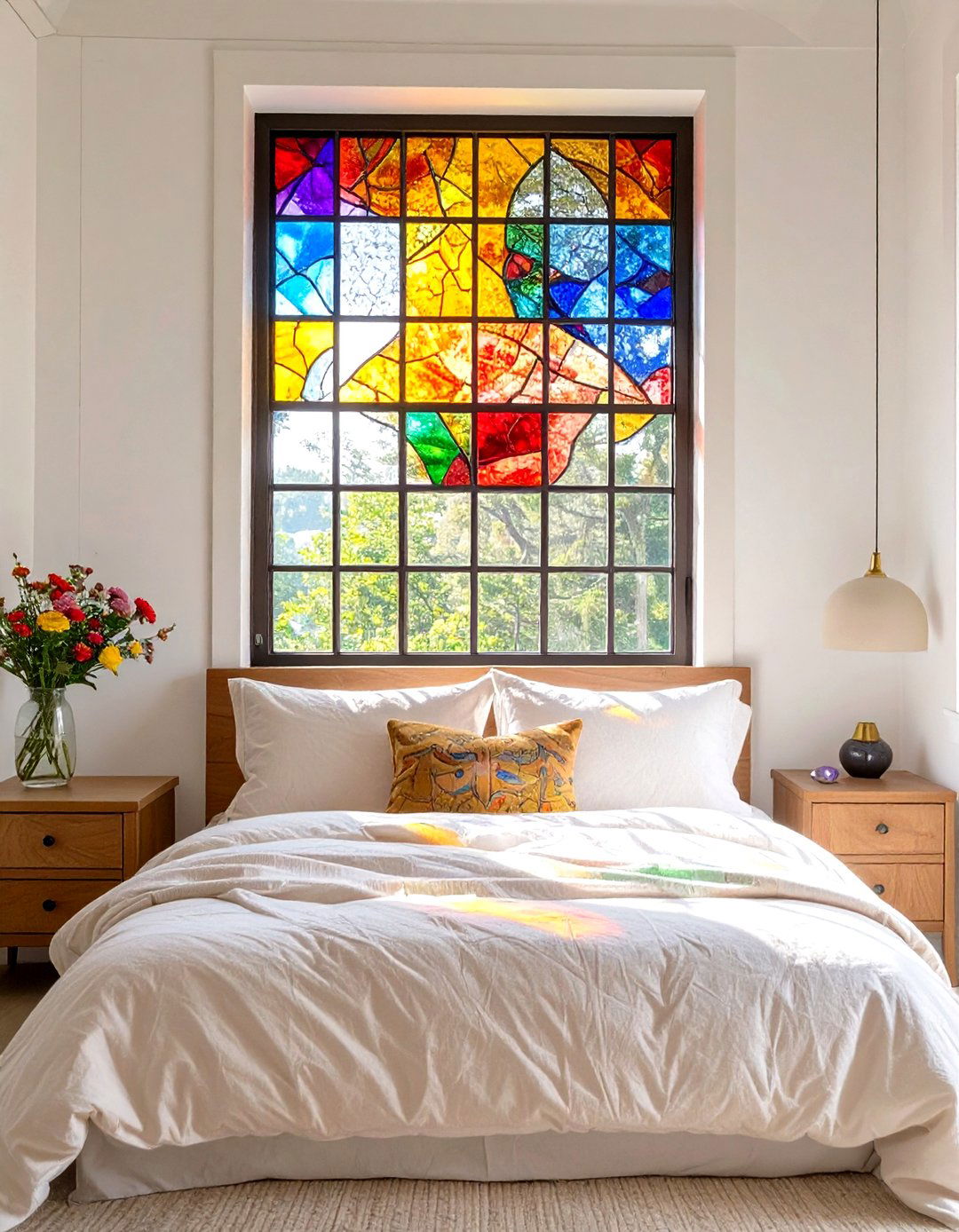 The Stained Glass Accent Bedroom - 30 cottagecore bedroom ideas