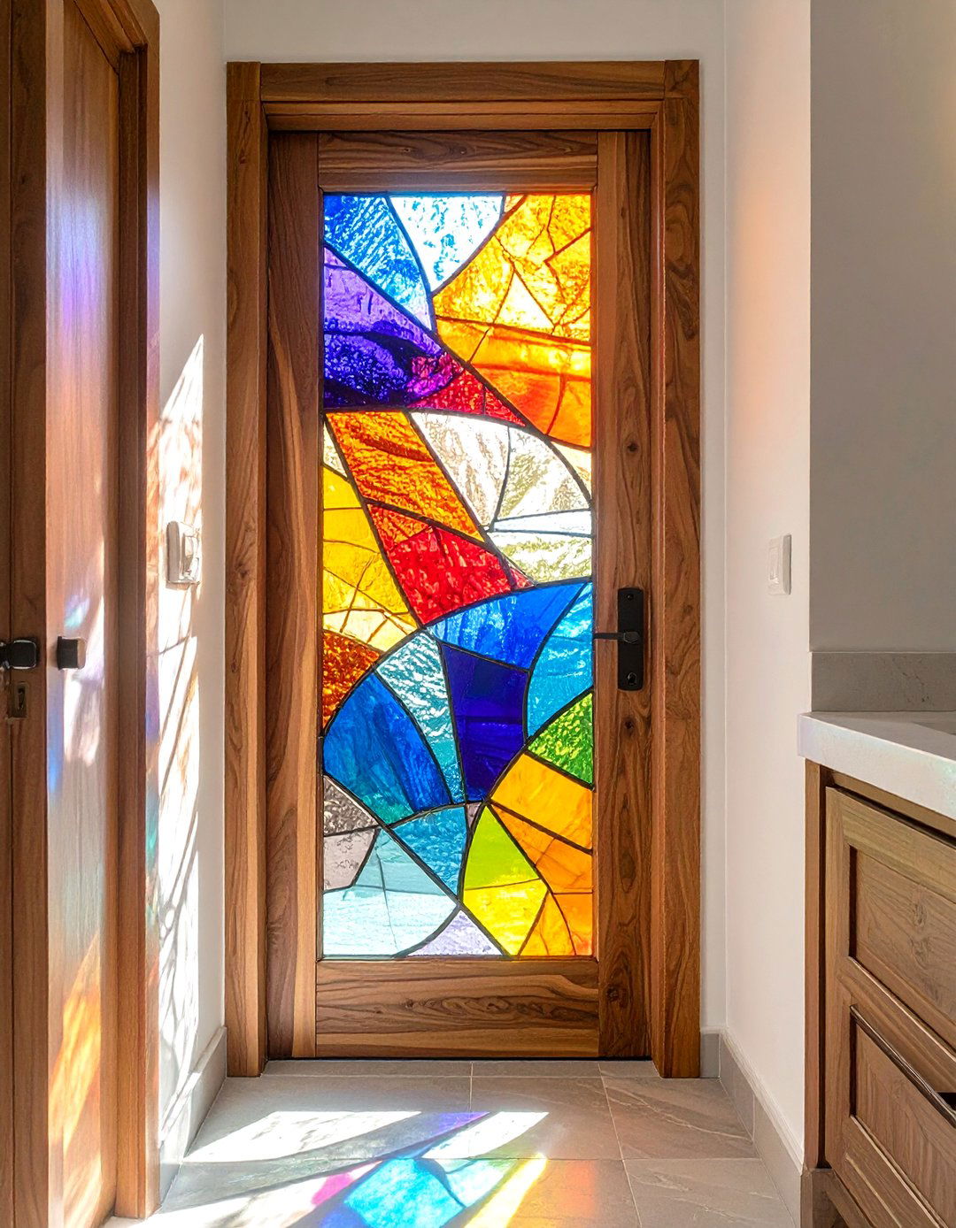 The Stained Glass Bathroom Door - 30 bathroom door ideas