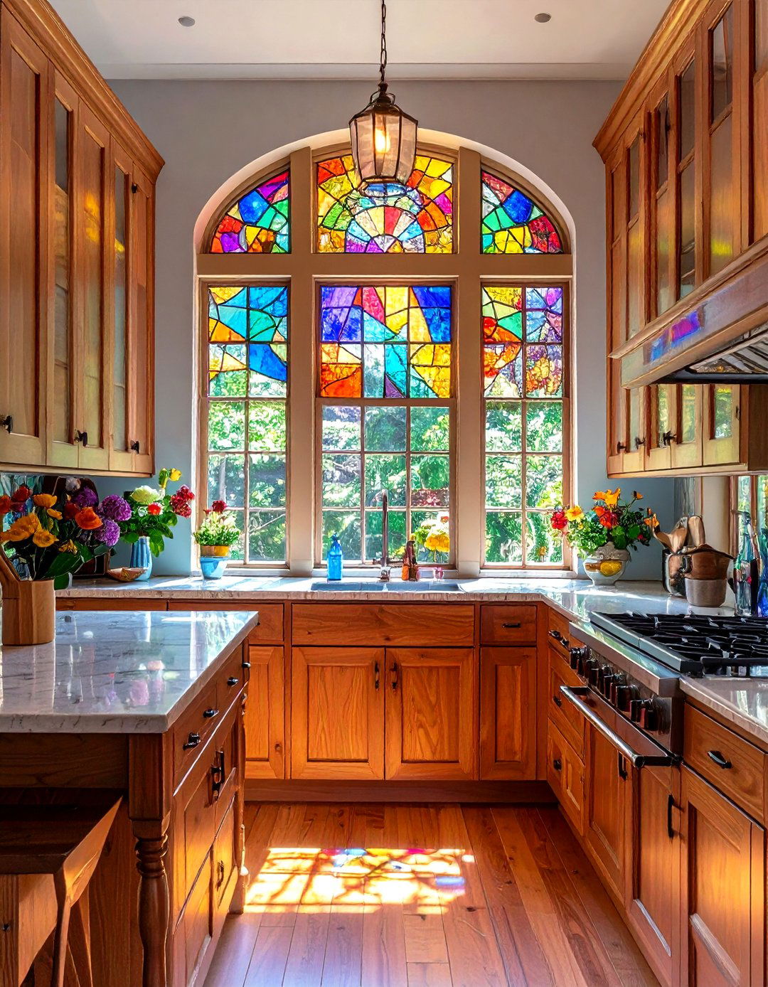 The Stained Glass Kitchen Window Accent - 30 kitchen window ideas