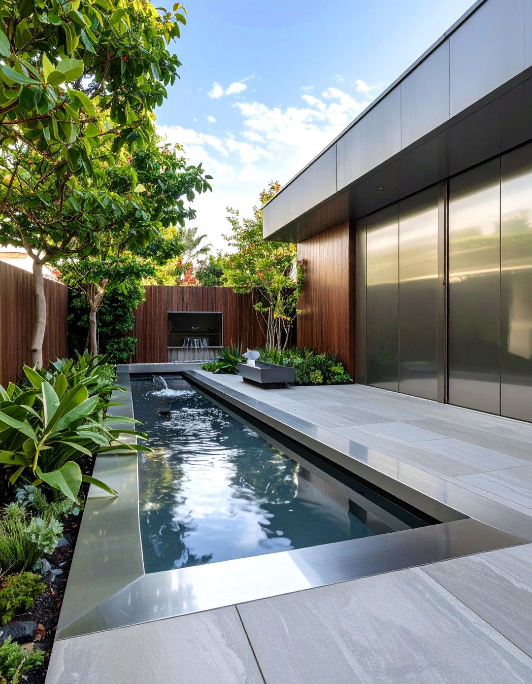 The Stainless Steel Rill Garden Fountain - 30 backyard garden fountain ideas