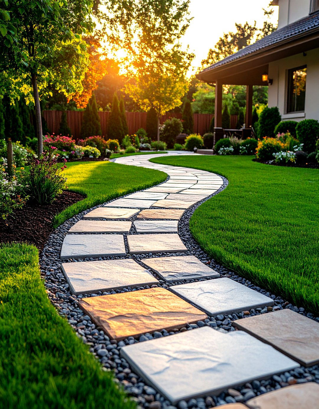 The Stamped Concrete Garden Pathway - 30 garden pathway ideas