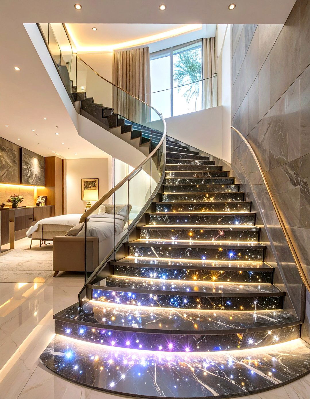 The Starlight Fiber Optic Staircase Design - 30 ai staircase design ideas