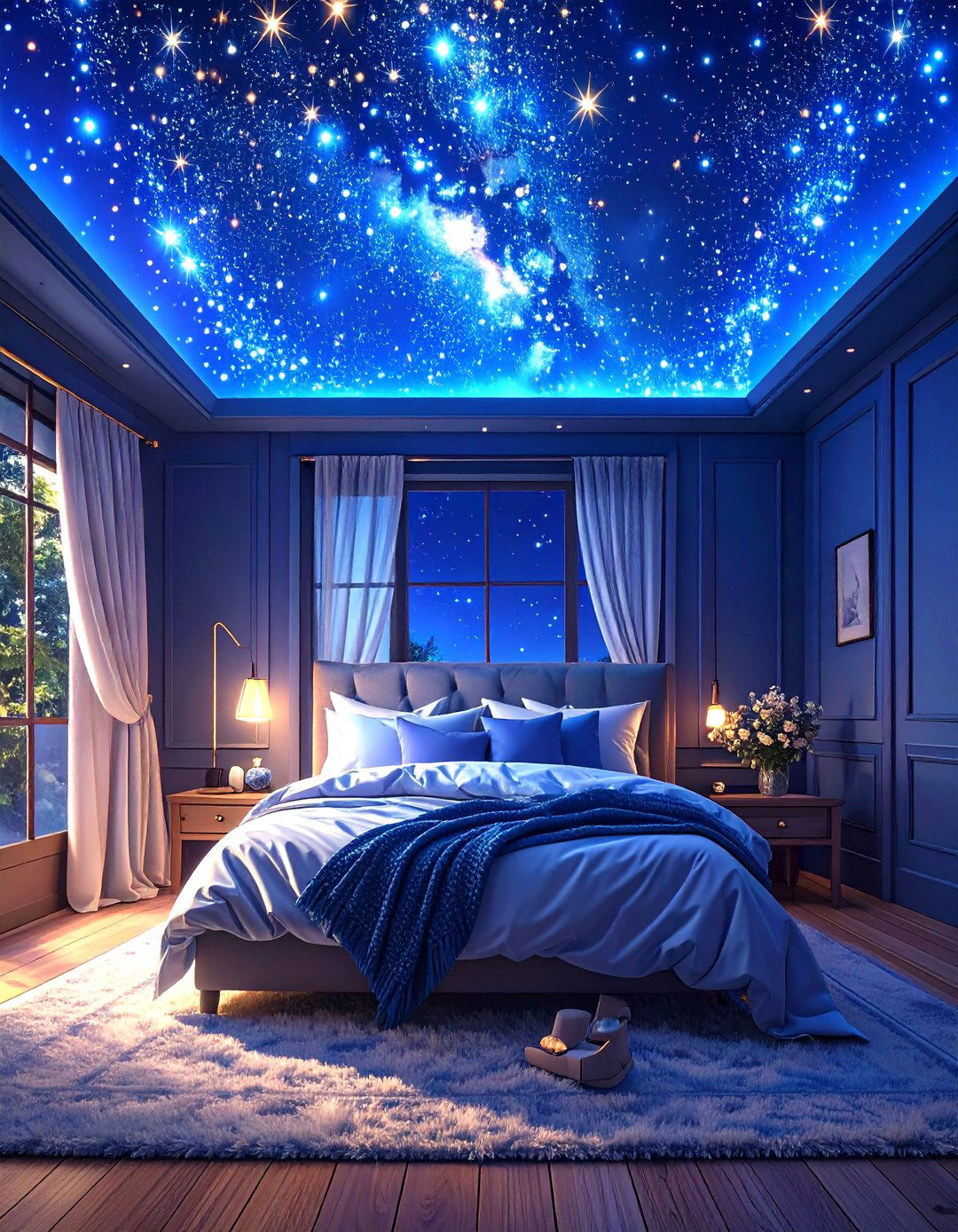 The Starry Night Fiber Optic Bedroom Ceiling - 30 master bedroom tray ceiling ideas