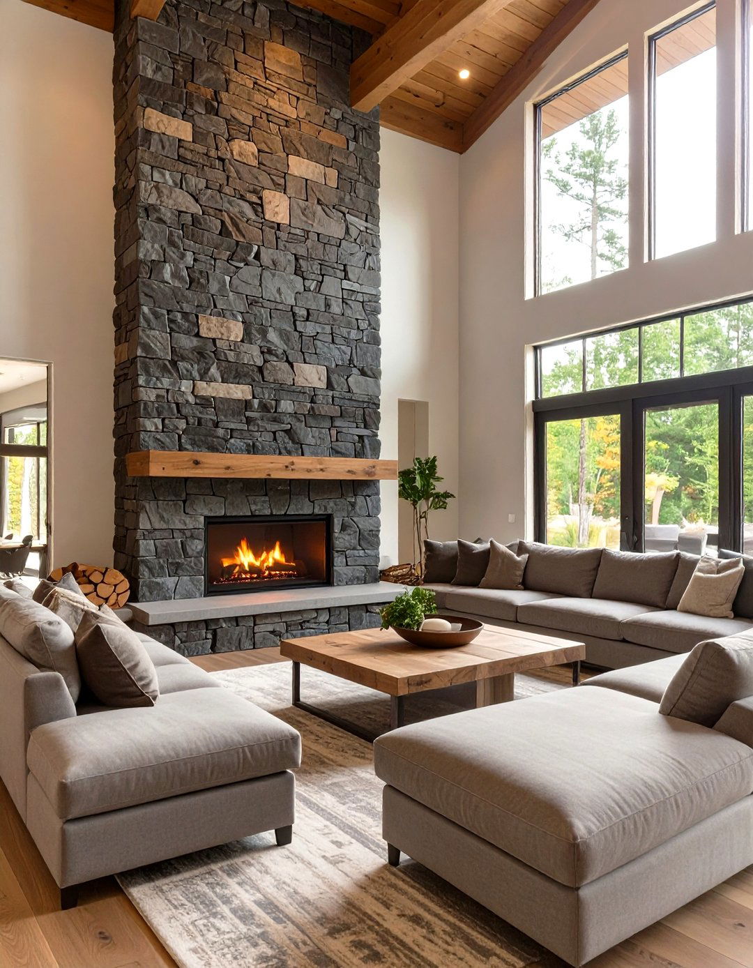 The Statement Fireplace Living Room - 30 modern farmhouse living room ideas