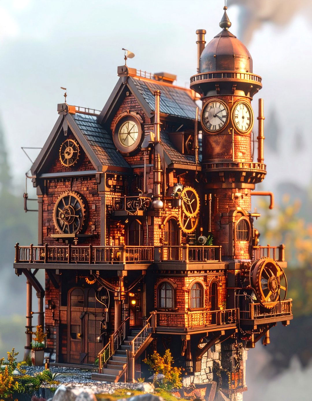 The Steampunk Clockwork Mansion - 30 minecraft house design ideas