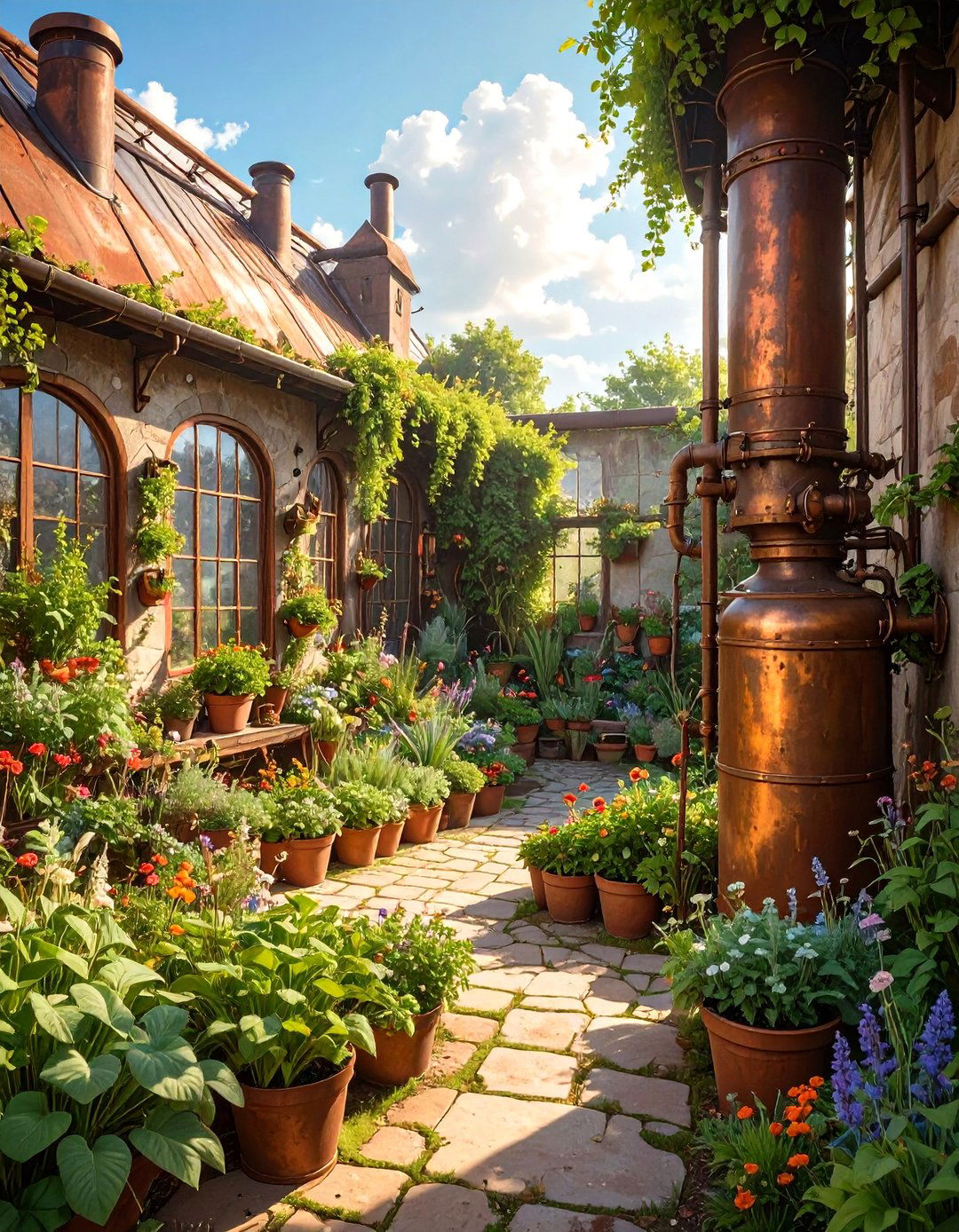 The Steampunk Industrial Garden - 30 minecraft garden ideas