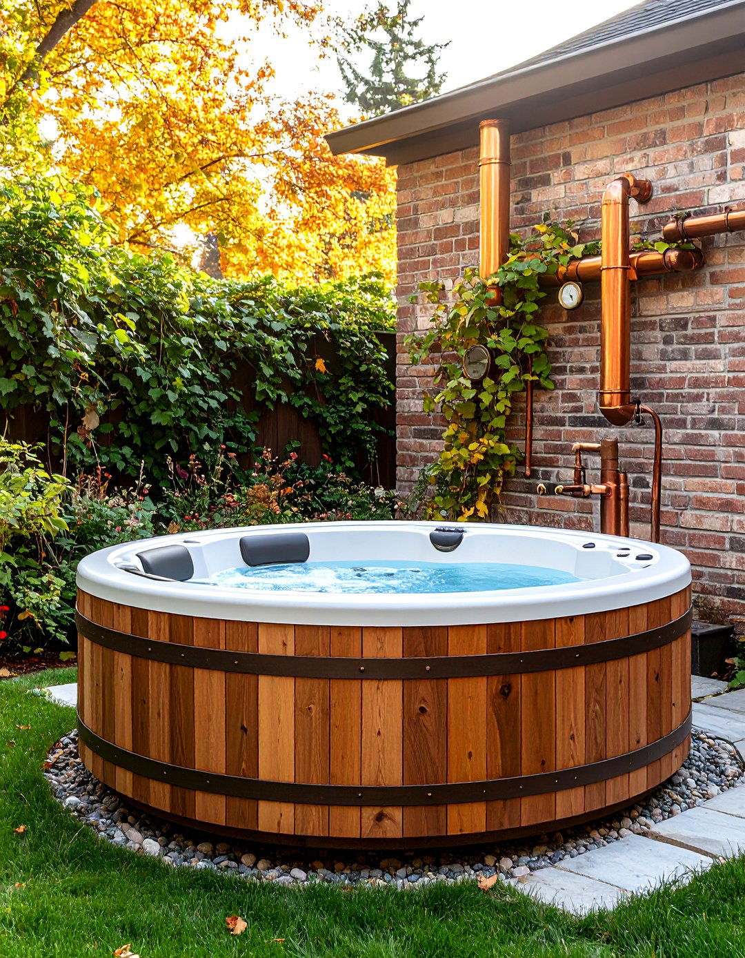 The Steampunk Inspired Hot Tub Corner - 30 backyard hot tub ideas