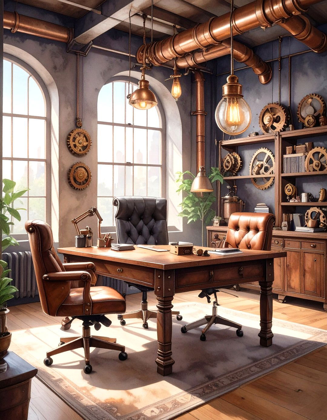 The Steampunk Inspired Office - 30 office decoration ideas for work