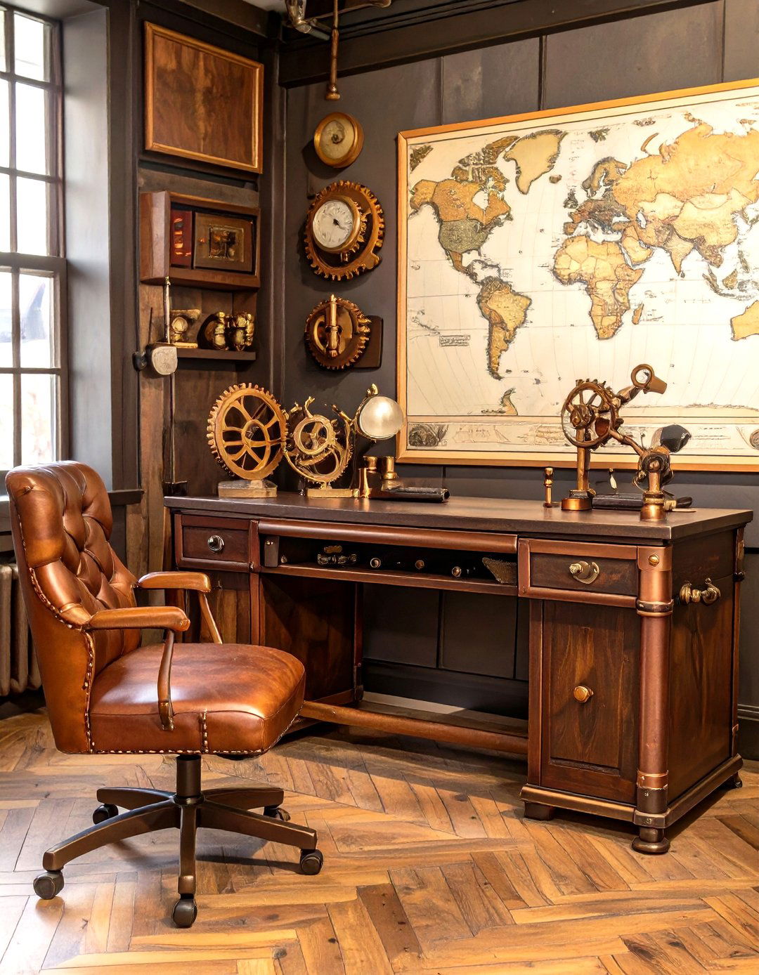 The Steampunk Inspired Office Room - 30 office room decor ideas