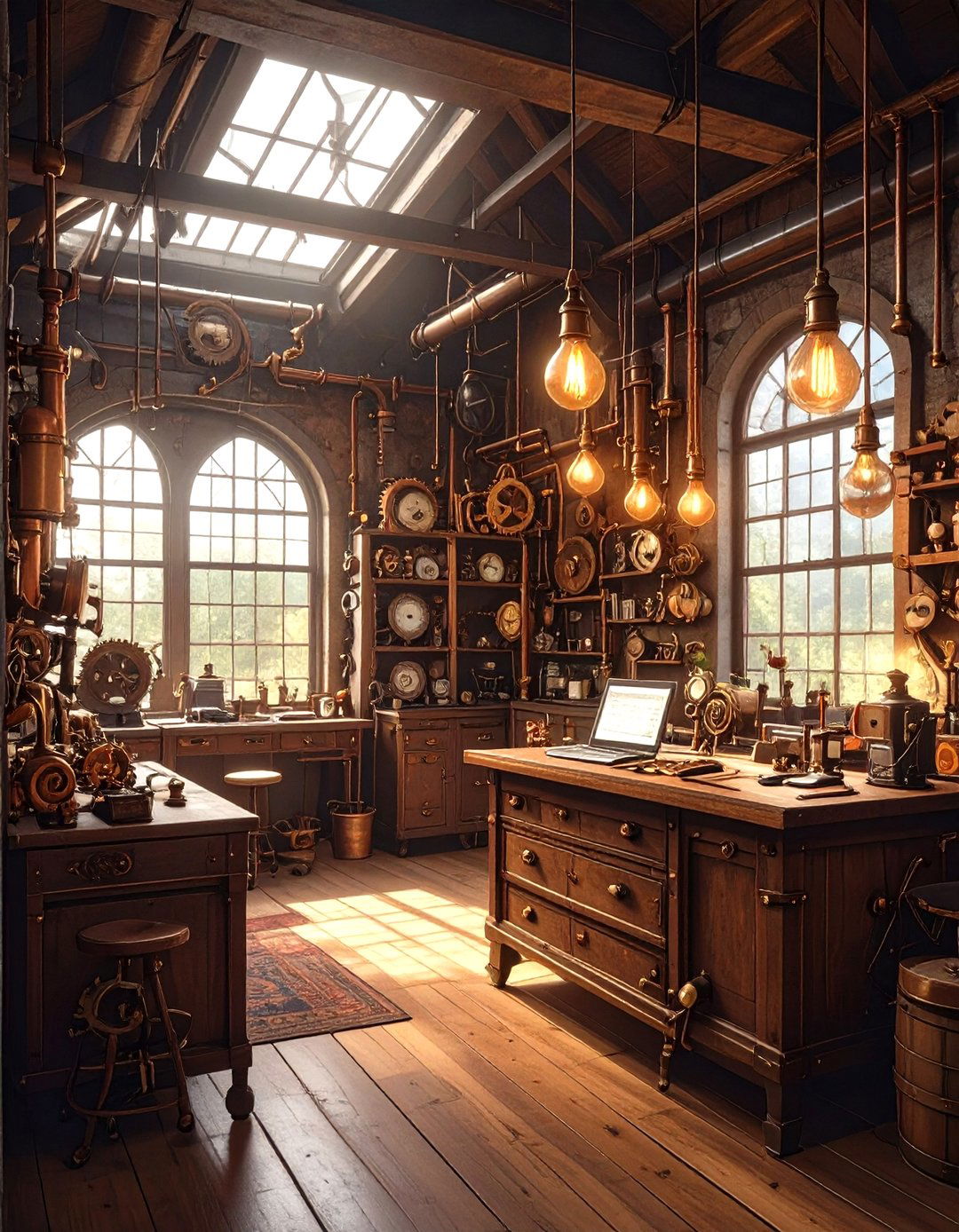 The Steampunk Inspired Workshop - 30 office decorating ideas for work
