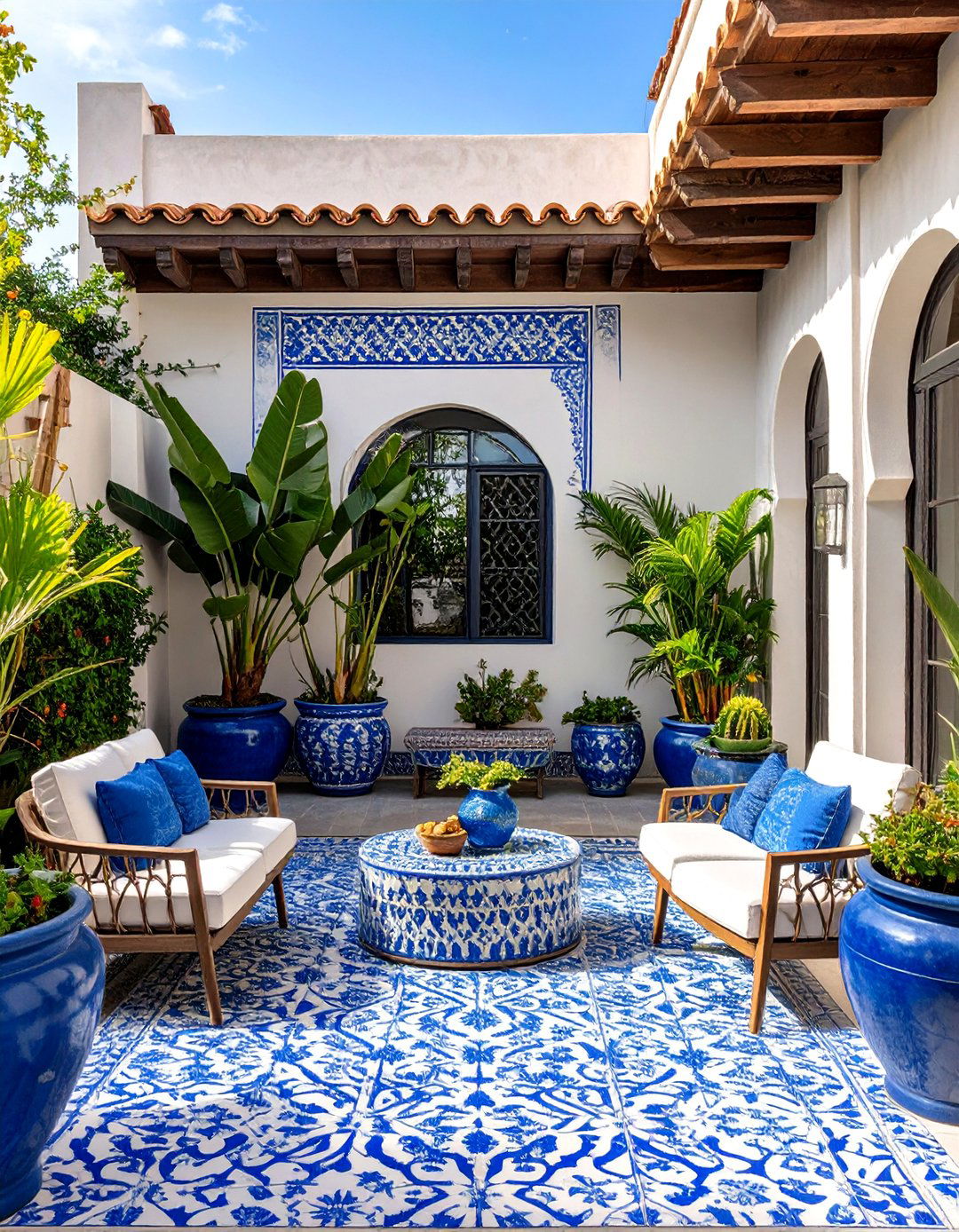 The Stenciled Concrete Patio Deck - 30 deck ideas on a budget