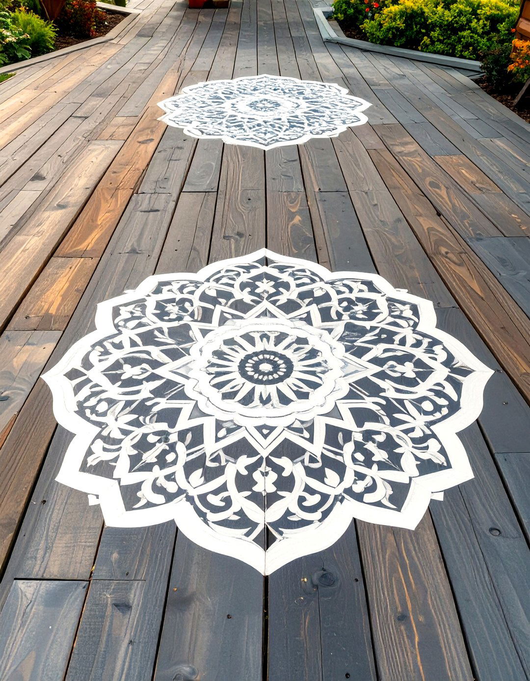 The Stenciled Floor Deck - 30 inexpensive deck ideas