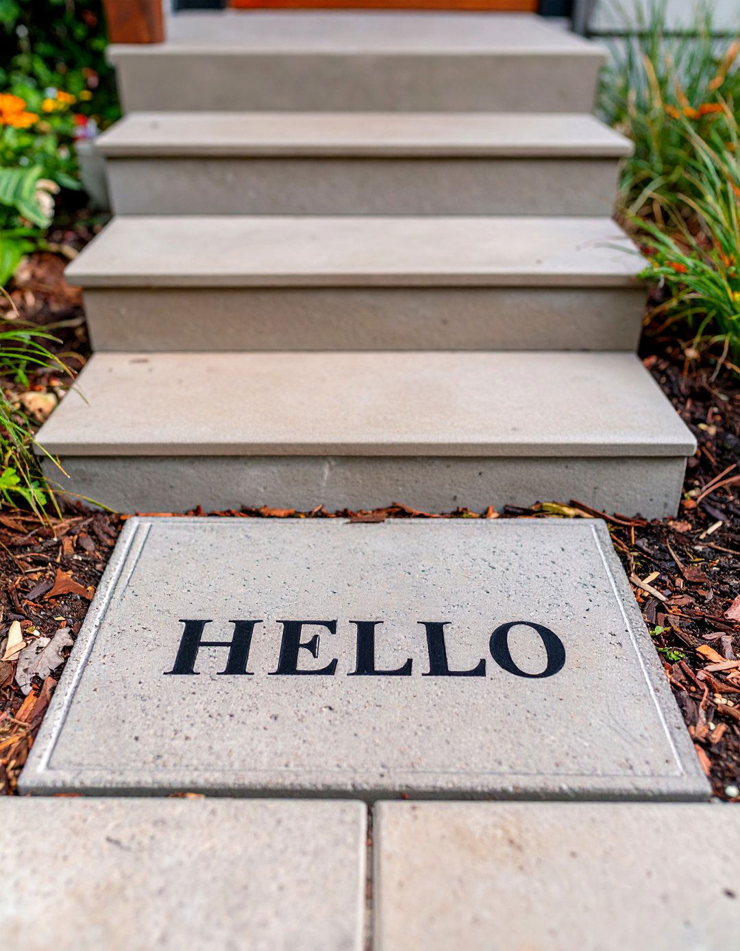 The Stenciled Stepping Stone Welcome Mat - 30 budget backyard ideas