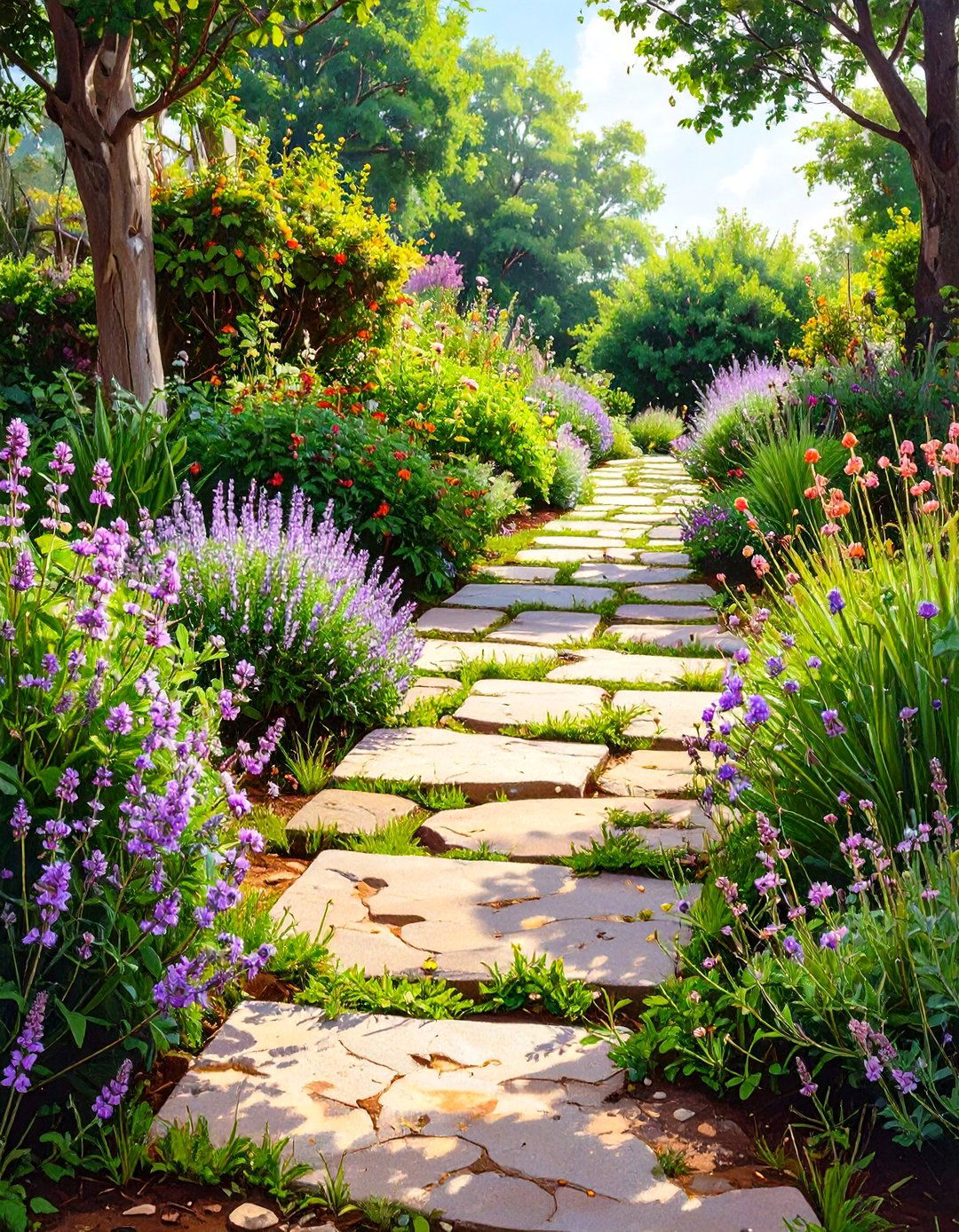 The Stepping Stone Paver Path Through a Garden - 30 backyard paver ideas