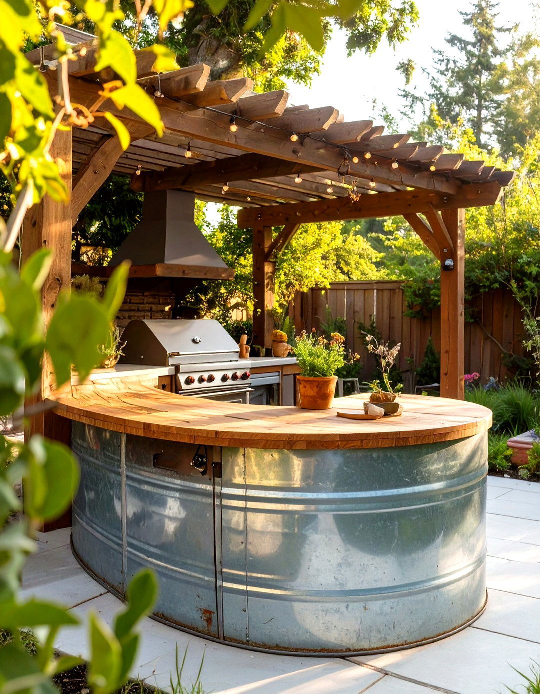 The Stock Tank Bar and Grill - 30 inexpensive covered outdoor kitchen ideas