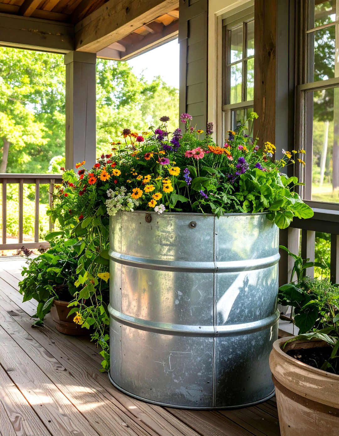 The Stock Tank Garden Porch - 30 back porch ideas on a budget